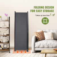 Dark Grey 4-Panel Coated-Fabric Room Divider – 224 × 171cm