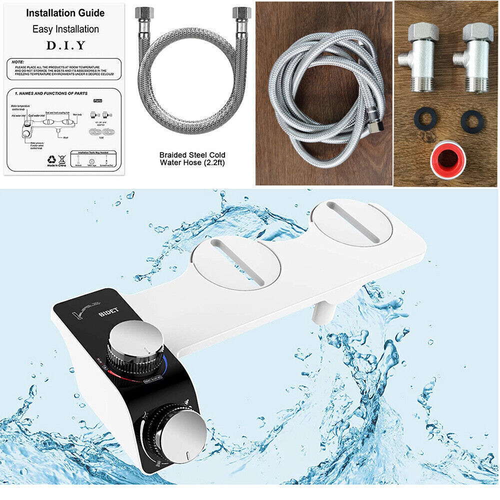 Non-Electric Dual-Nozzle Bidet Attachment – Hot & Cold Inlets