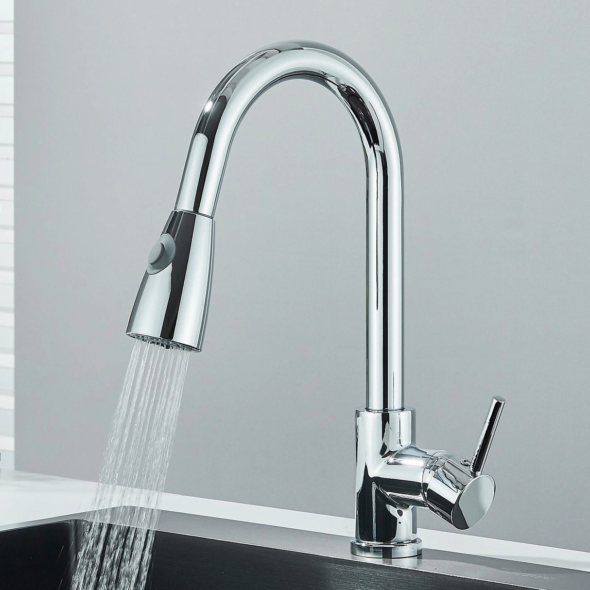 Chrome WELS Kitchen Mixer Tap 360° Pull Out 2-Mode Spray Laundry Sink Faucet