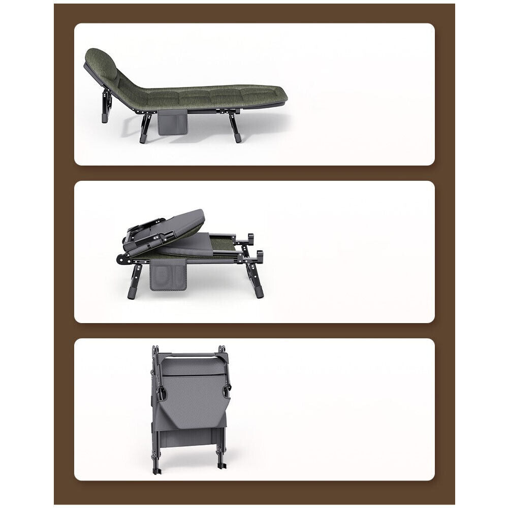 5-Position Folding Camping Lounger with Mattress – Up to 181 kg