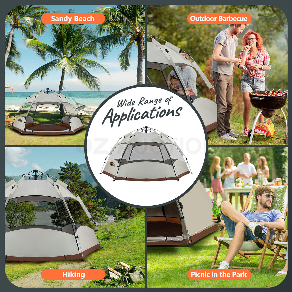 4-Person Instant Pop-Up Camping Tent with Rainfly