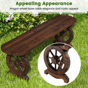 2-Seat Carbonised Fir Garden Bench with Wagon-Wheel Arms