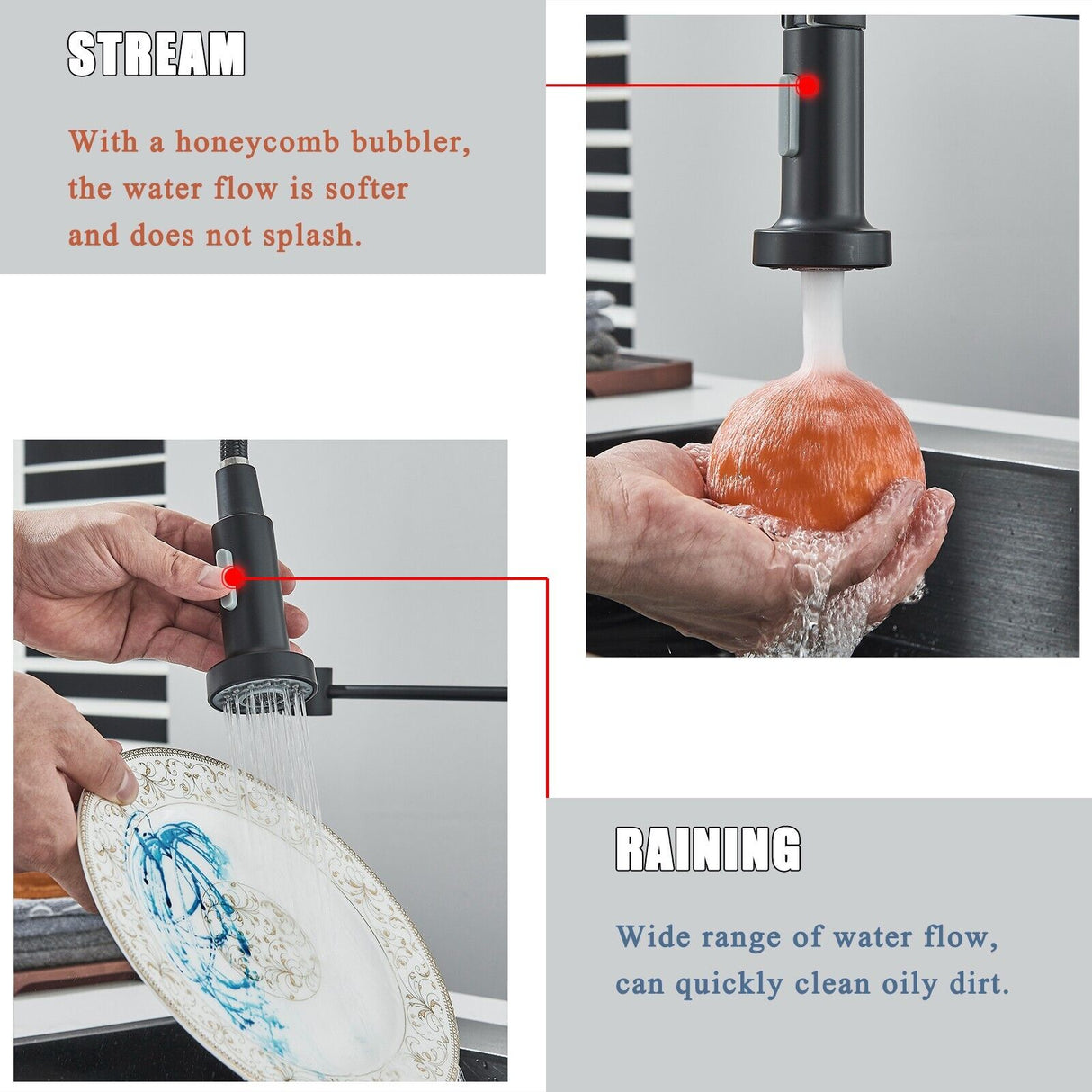 Kitchen Sink Mixer Taps Pull Out Laundry 360° Swivel Faucet Tap Black AU