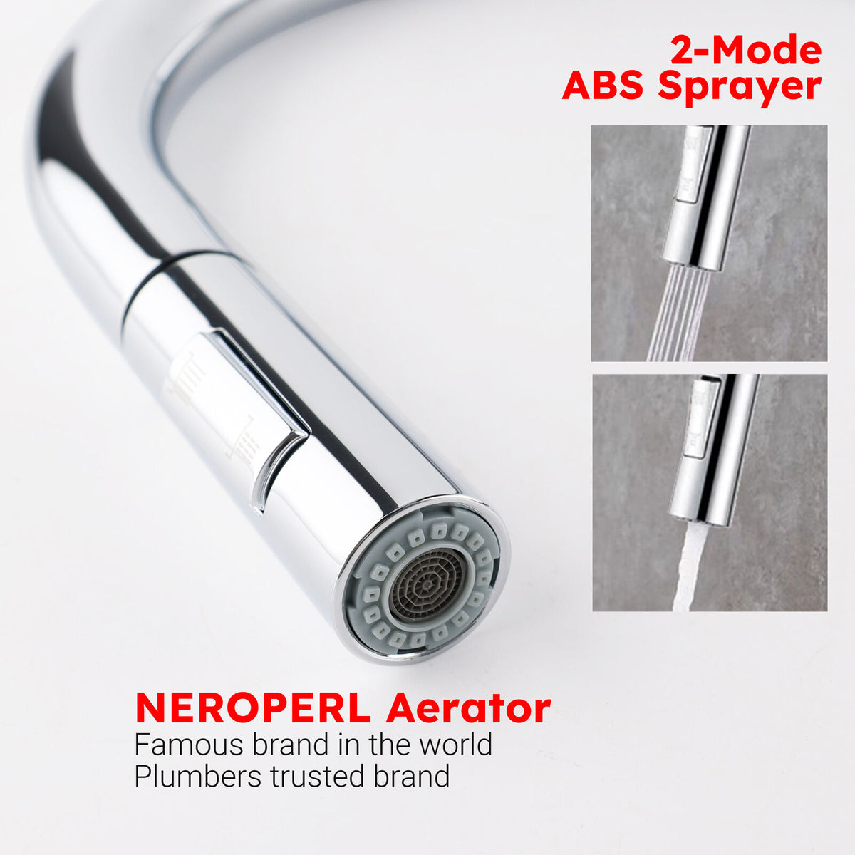 Chrome 2-Mode Pull-Out Kitchen & Laundry Mixer Tap