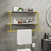 116 cm Wall-Mounted Pipe Garment Rack with 2 Shelves – 2 Finishes
