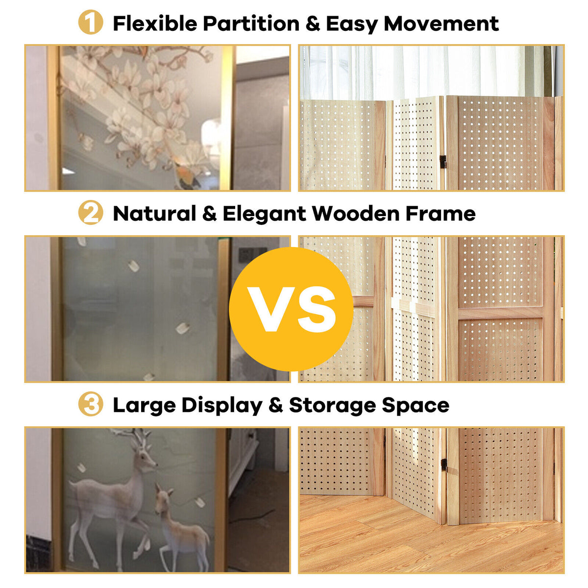 5 ft 4-Panel MDF Pegboard Display Divider