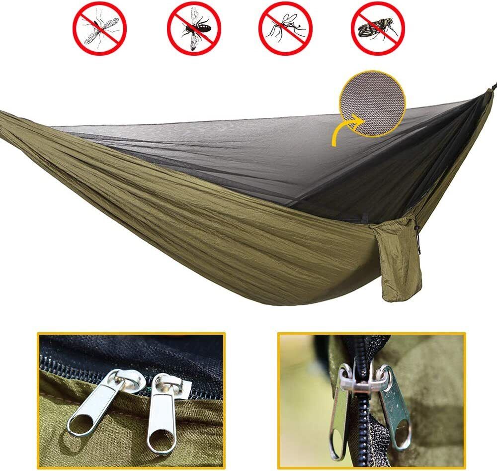 Double Camping Hammock with Integrated Mosquito Net