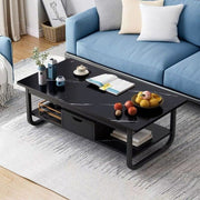 Modern Black Marble-Style Coffee Table