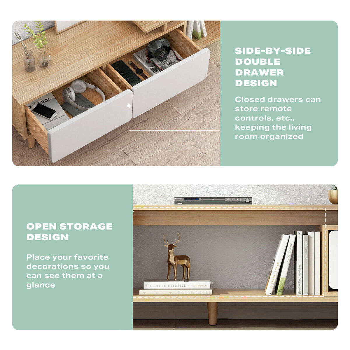 Adjustable TV Stand Entertainment Unit 120-190cm with Storage Drawer Cabinet