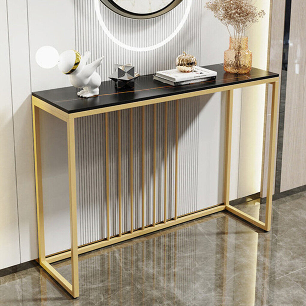Slim Scratch-Resistant Marble-Style Console Table