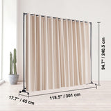 Room Divider Panel Privacy Screen Curtain Stand w/ Wheels 301 x 240cm