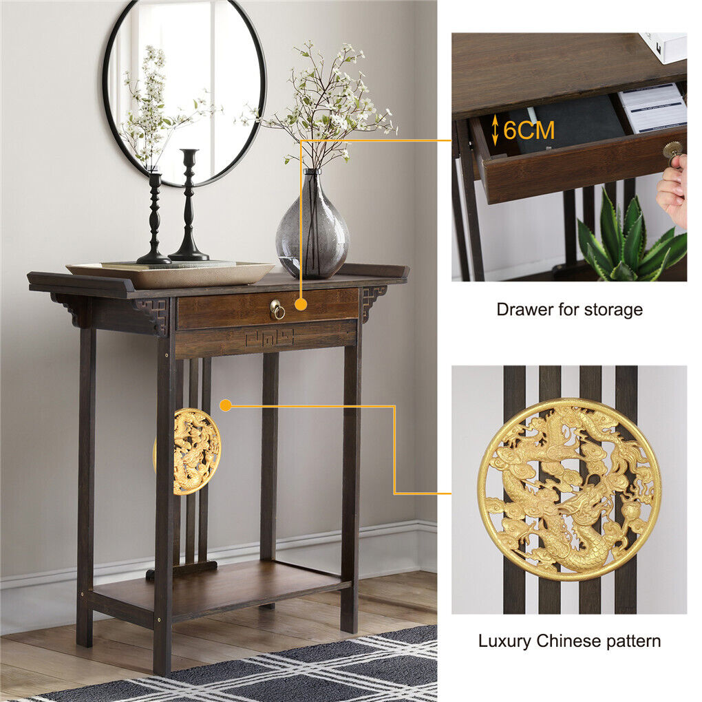 Slim Entryway Console Table with Drawer & Shelf
