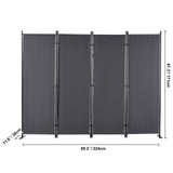 Room Divider 4-Panel Folding Privacy Screen Stand 224 x 171cm Dark Gray