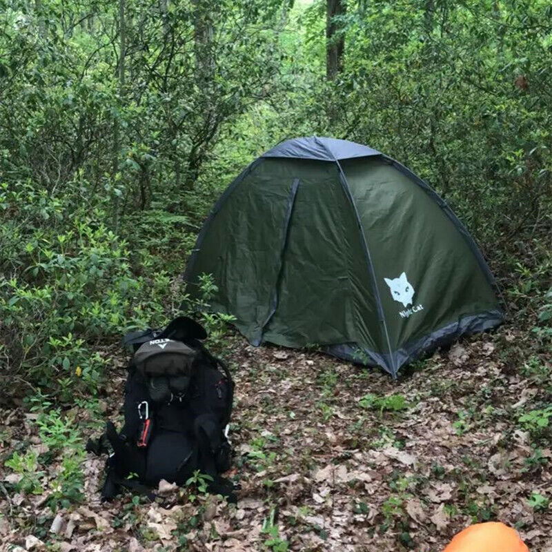 Night Cat Backpacking Tent for One 1 to 2 Persons Lightweight Waterproof Camping Hiking Tent for Adults Kids Scouts Easy Setup Single Layer 2.2x1.2m