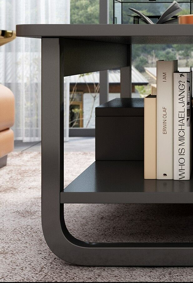 Modern Black Marble-Style Coffee Table
