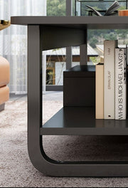 Modern Black Marble-Style Coffee Table