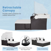 Outdoor Rattan Daybed with Retractable Canopy