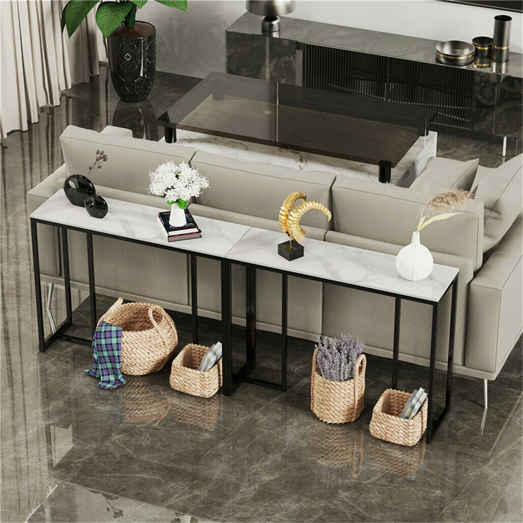 Slim Scratch-Resistant Marble-Style Console Table