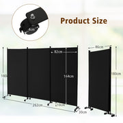 262 × 180 cm 3-Panel Rolling Room Divider – 4 Colours