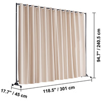 301 × 240 cm Rolling Curtain Room Divider – 2 In-Stock Colours