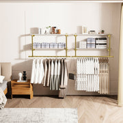 116 cm Wall-Mounted Pipe Garment Rack with 2 Shelves – 2 Finishes