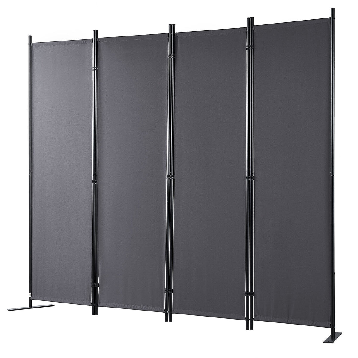 Dark Grey 4-Panel Coated-Fabric Room Divider – 224 × 171cm