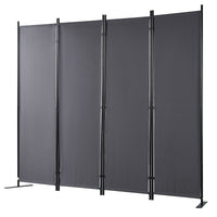 Dark Grey 4-Panel Coated-Fabric Room Divider – 224 × 171cm