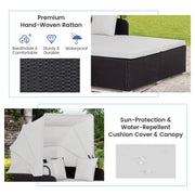 Outdoor Rattan Daybed with Retractable Canopy