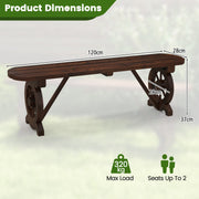 2-Seat Carbonised Fir Garden Bench with Wagon-Wheel Arms