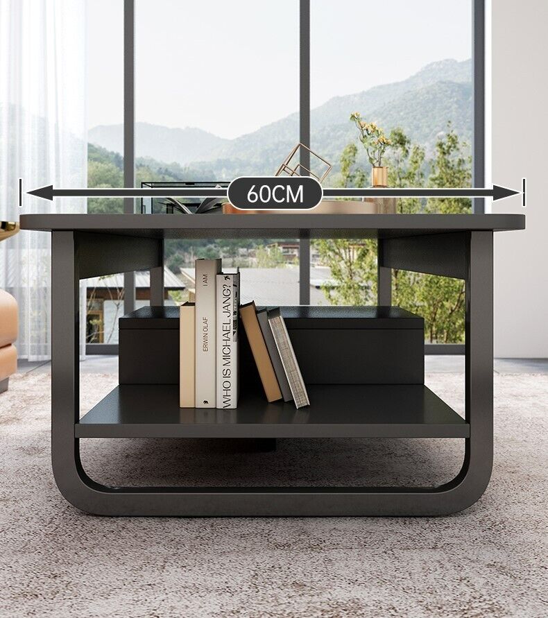 Modern Black Marble-Style Coffee Table