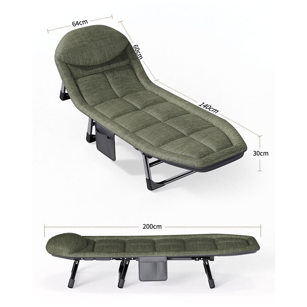 5-Position Folding Camping Lounger with Mattress – Up to 181 kg