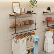 116 cm Wall-Mounted Pipe Garment Rack with 2 Shelves – 2 Finishes