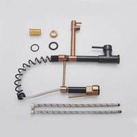 Black & Rose Gold Pull-Out Kitchen Mixer Tap