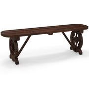 2-Seat Carbonised Fir Garden Bench with Wagon-Wheel Arms
