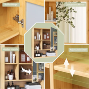 Bamboo Wall-Mounted Mirrored Bathroom Cabinet