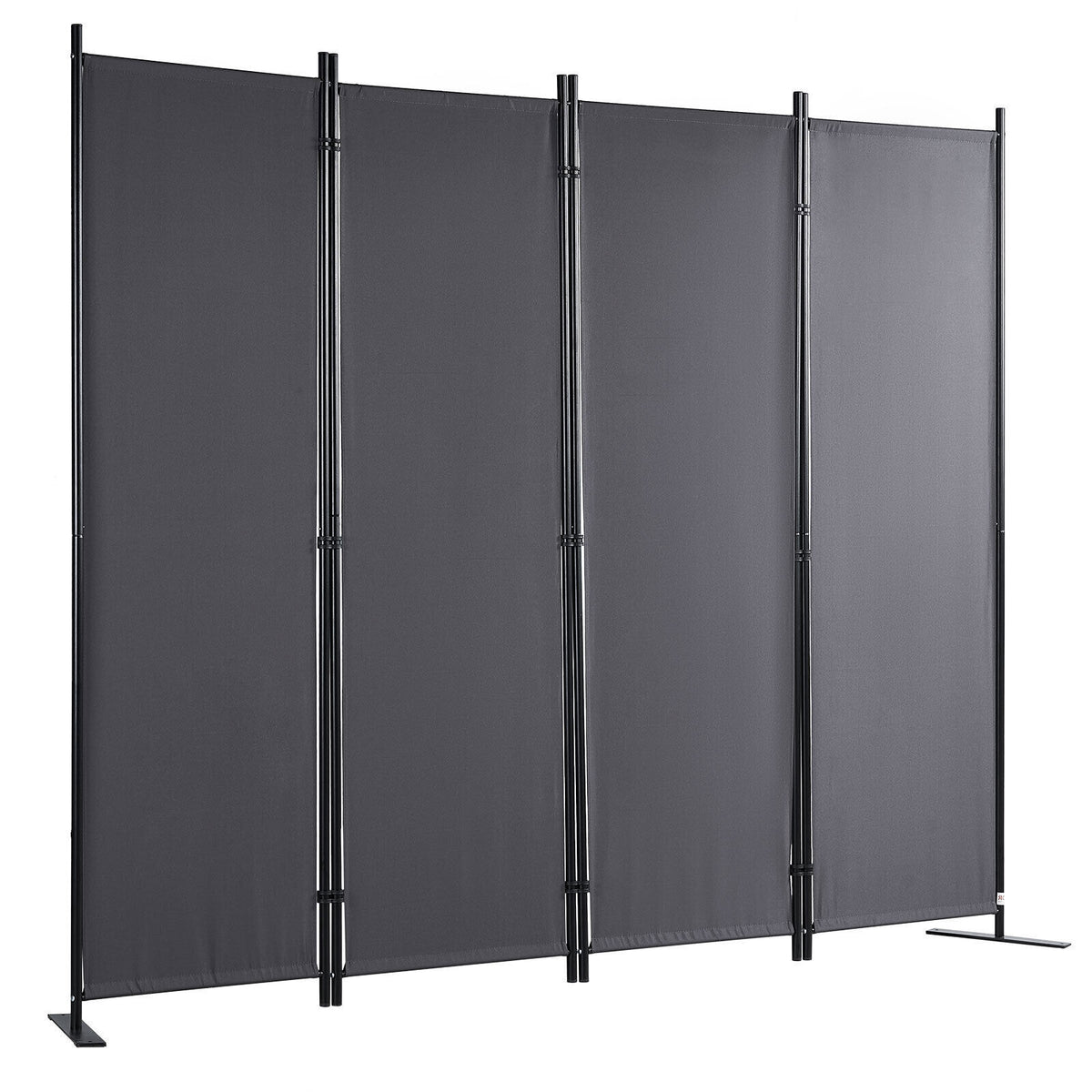 Dark Grey 4-Panel Coated-Fabric Room Divider – 224 × 171cm
