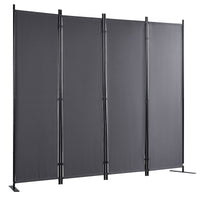 Dark Grey 4-Panel Coated-Fabric Room Divider – 224 × 171cm
