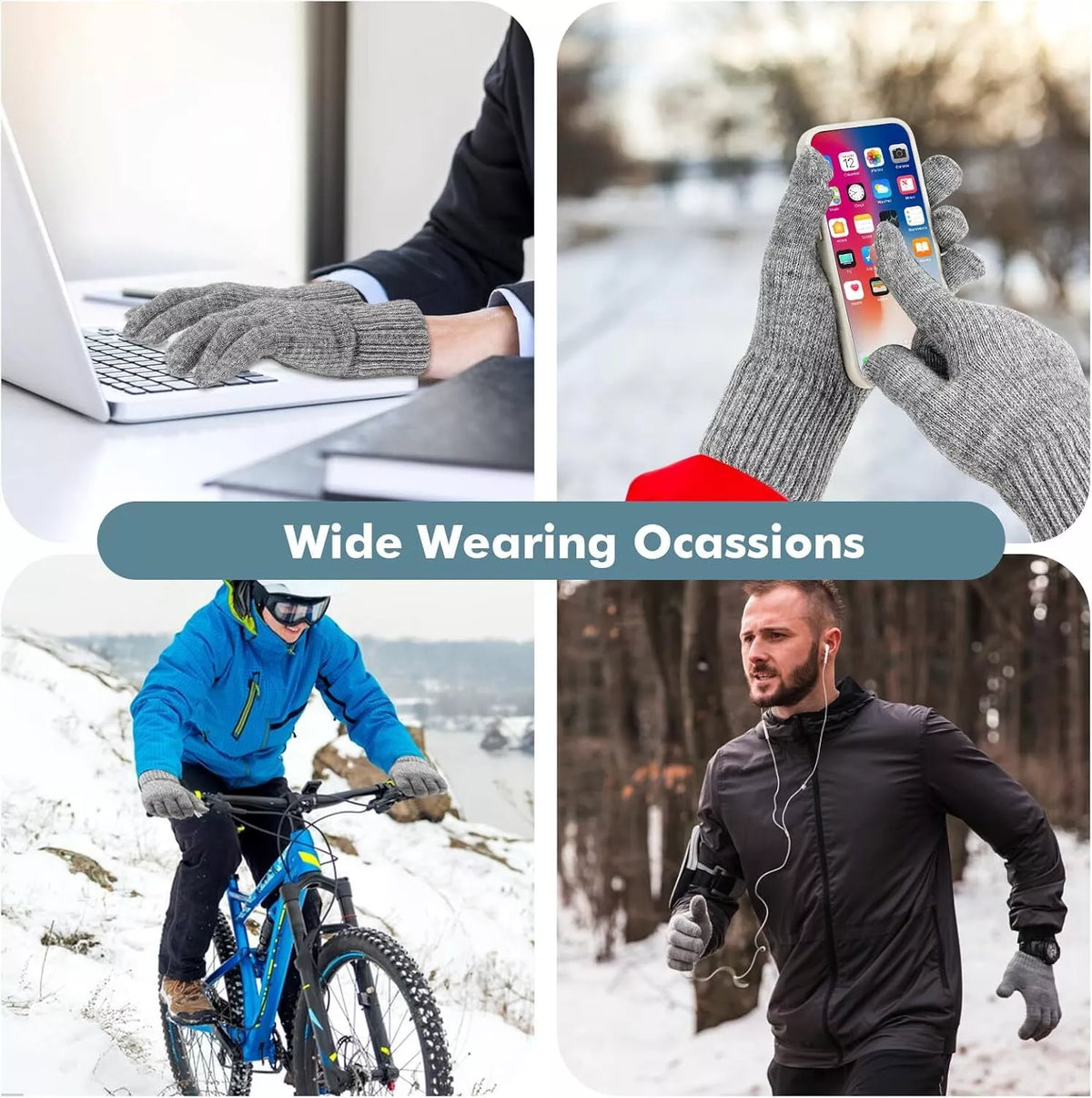 5V USB Heated Touchscreen Gloves – Black or Grey