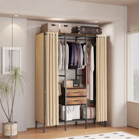 XL Heavy Duty Clothes Storage Stand w/ Dust-proof Cover, Hanging Rails, Shelves