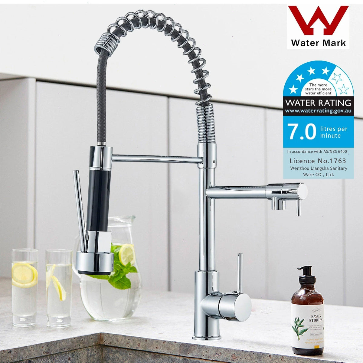 WELS Kitchen Mixer Taps 360° Swivel Pull Out Spout Spray Sink Faucet Brass