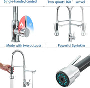 WELS Kitchen Mixer Taps 360° Swivel Pull Out Spout Spray Sink Faucet Brass