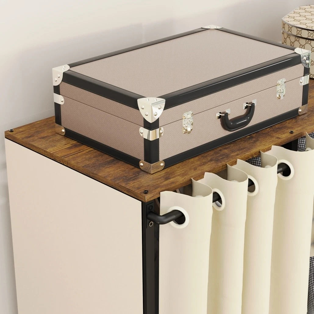 XL Heavy Duty Clothes Storage Stand w/ Dust-proof Cover, Hanging Rails, Shelves