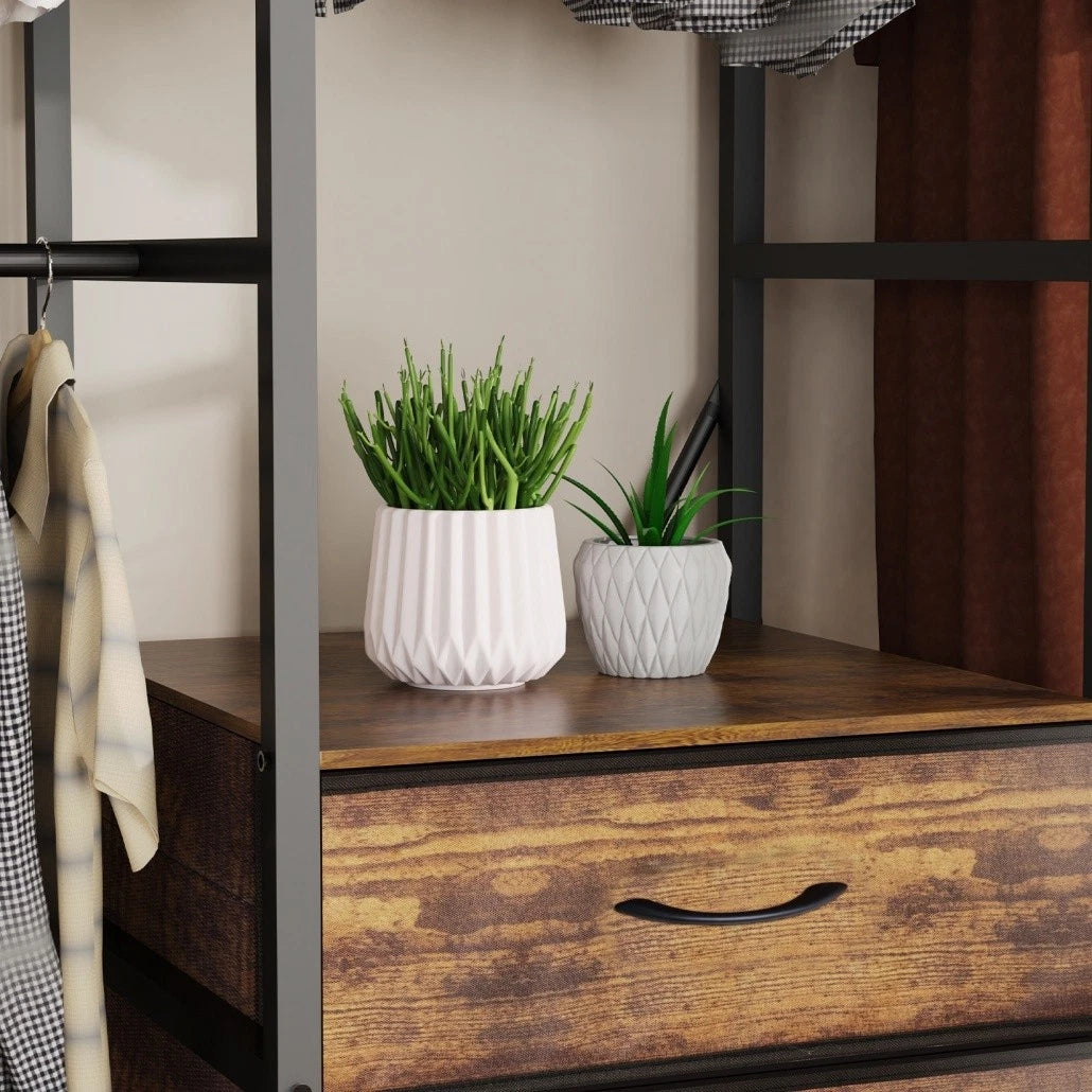 XL Heavy Duty Clothes Storage Stand w/ Dust-proof Cover, Hanging Rails, Shelves