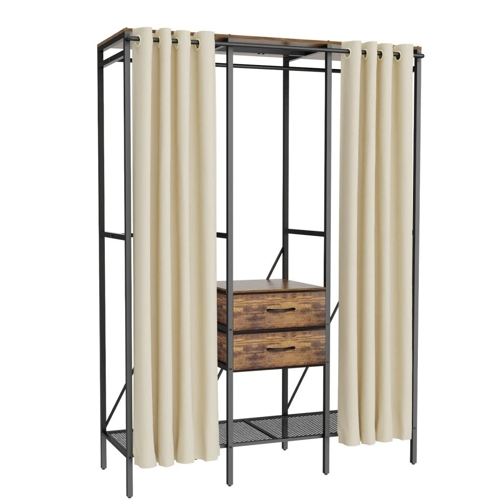 XL Heavy Duty Clothes Storage Stand w/ Dust-proof Cover, Hanging Rails, Shelves
