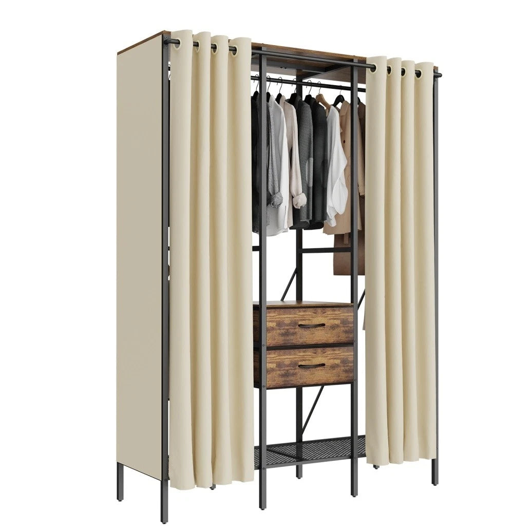 XL Heavy Duty Clothes Storage Stand w/ Dust-proof Cover, Hanging Rails, Shelves
