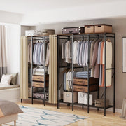XL Heavy Duty Clothes Storage Stand w/ Dust-proof Cover, Hanging Rails, Shelves