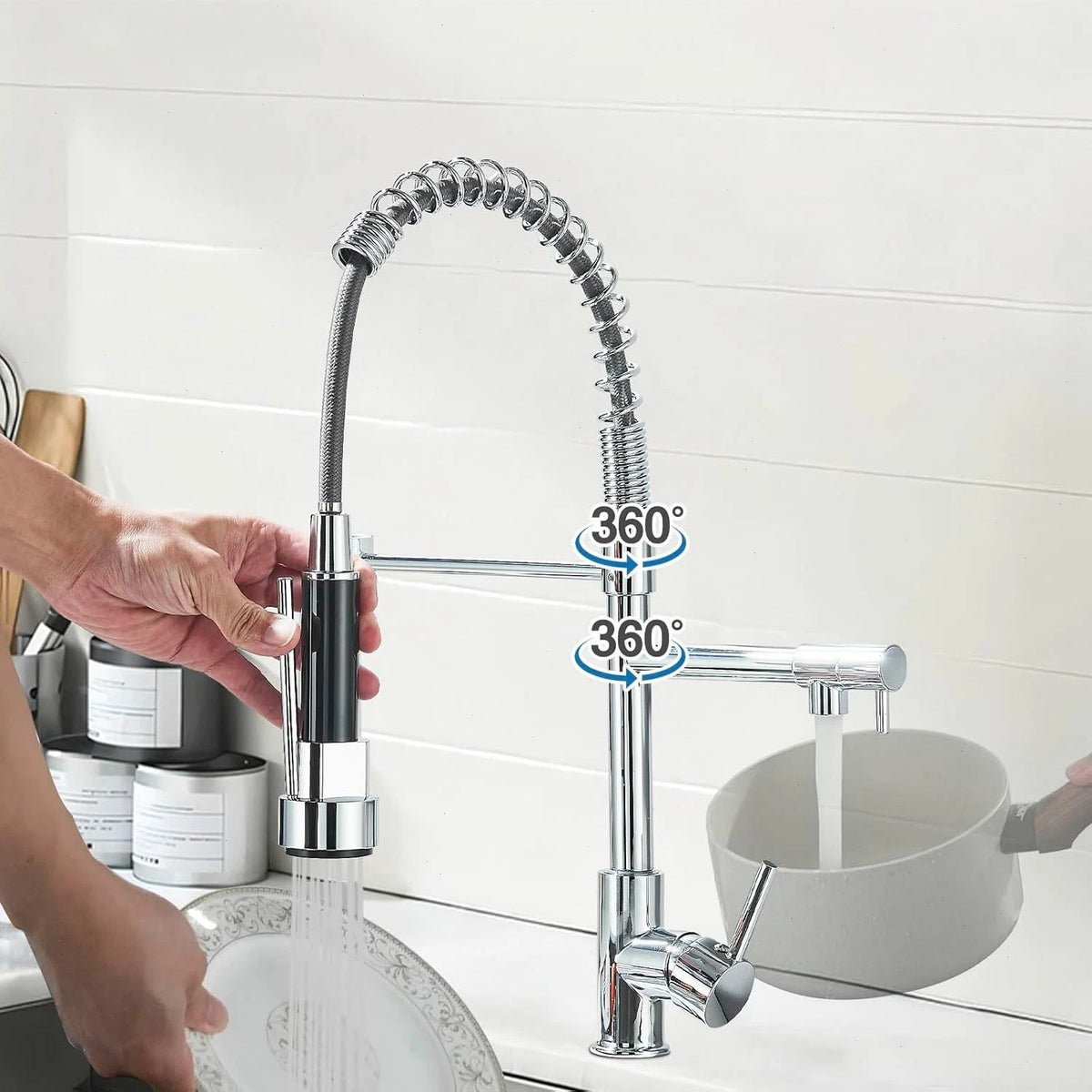 WELS Kitchen Mixer Taps 360° Swivel Pull Out Spout Spray Sink Faucet Brass