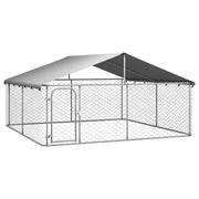 3 × 3 m Galvanised-Steel Dog Kennel Run with Roof