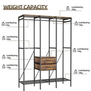 XL Heavy Duty Clothes Storage Stand w/ Dust-proof Cover, Hanging Rails, Shelves