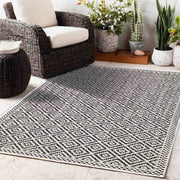 Black & White Diamond Polypropylene Outdoor Rug